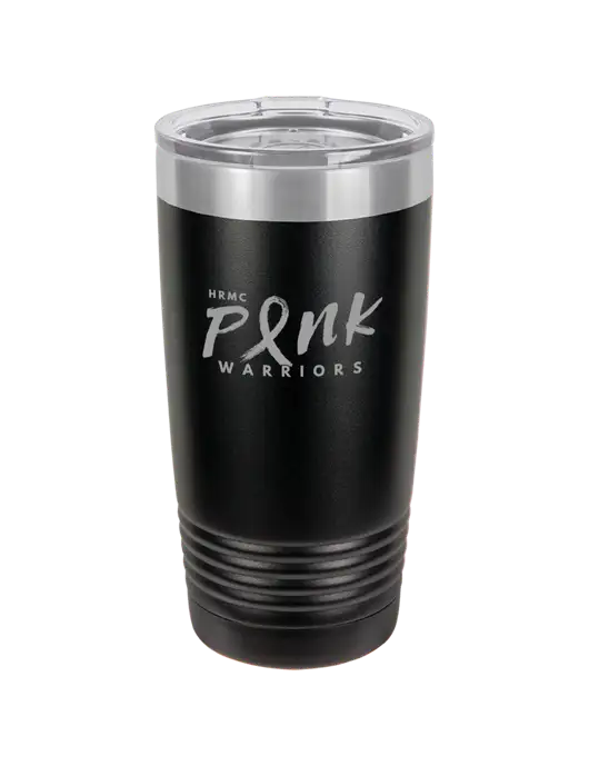 Polar Camel 20 oz Powder Coated Black Vacuum Insulated Tumbler w/Pink Warriors Logo