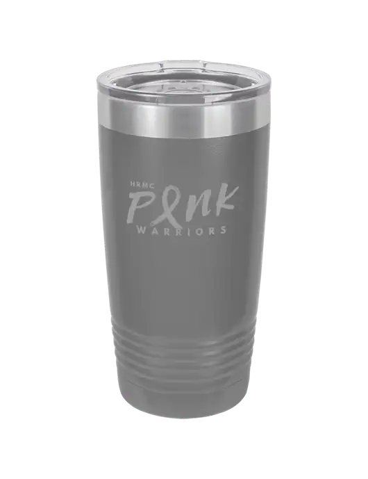 Polar Camel 20 oz Powder Coated Grey Vacuum Insulated Tumbler  w/Pink Warriors Logo