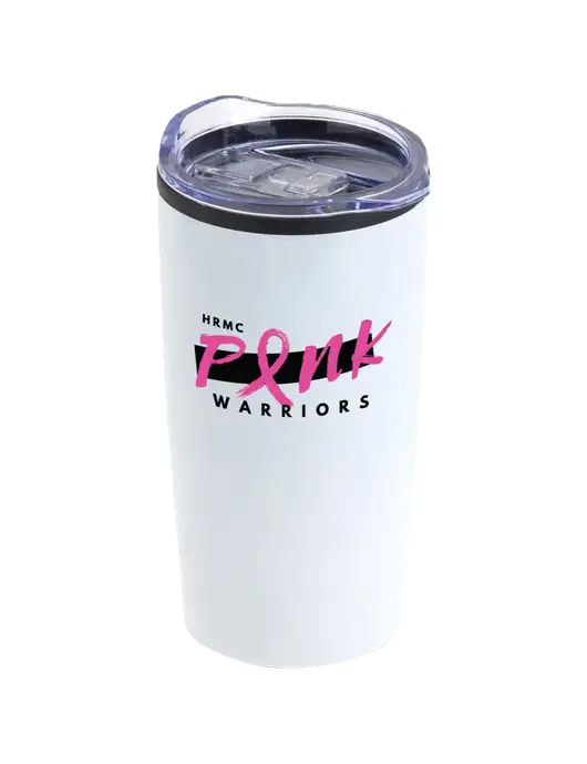 Olympus White 20 oz Tumbler w/Pink Warriors Logo