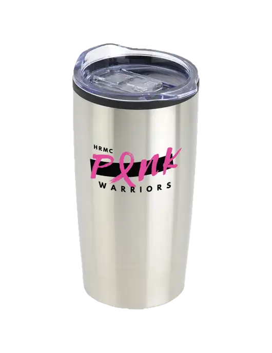 Olympus Silver 20 oz Tumbler w/Pink Warriors Logo