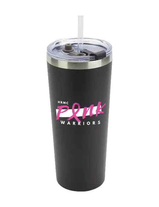 Brighton Black 20 oz Insulated Tumbler & Straw w/Pink Warriors Logo