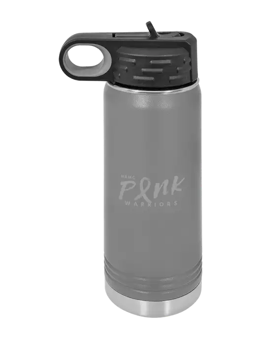 Polar Camel 20 oz Powder Coated Grey Vacuum Insulated Water Bottle w/Pink Warriors Logo