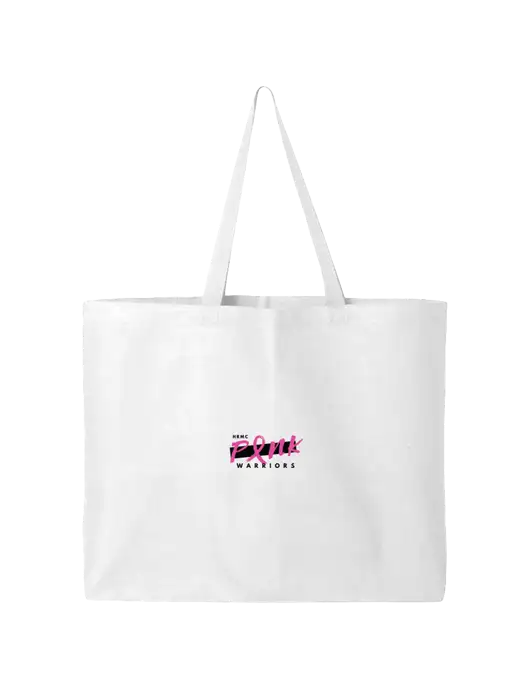 Sturdy Canvas White Tote w/Pink Warriors Logo