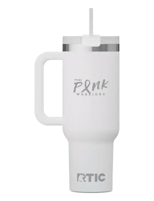 RTIC Road Trip 40 oz White Tumbler  w/Pink Warriors Logo