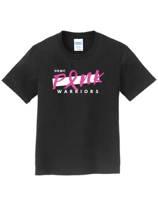 Youth Ring Spun Jet Black 4.5 oz T-Shirt w/Pink Warriors Logo