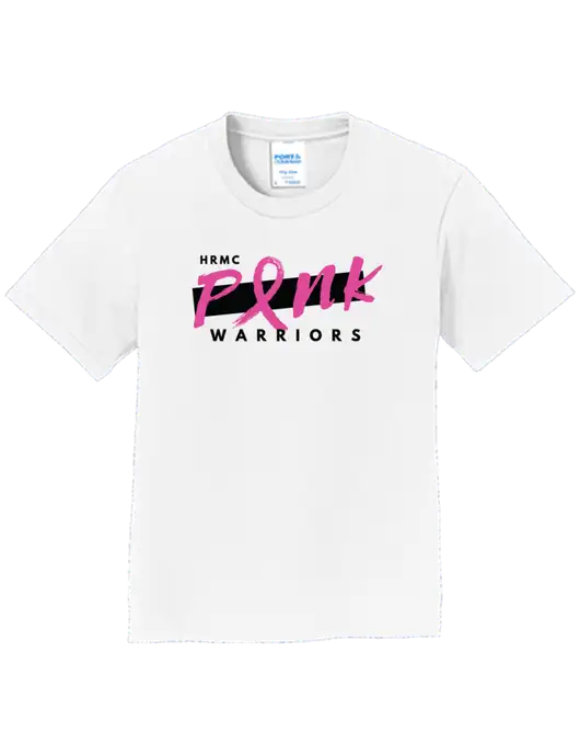 Youth Ring Spun White 4.5 oz T-Shirt w/Pink Warriors Logo