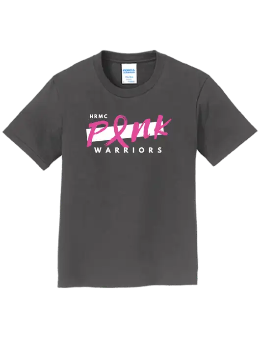Youth Ring Spun Charcoal 4.5 oz T-Shirt w/Pink Warriors Logo