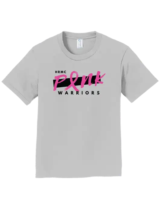 Youth Ring Spun Silver 4.5 oz T-Shirt w/Pink Warriors Logo