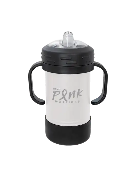 Polar Camel 10 oz Powder Coated White Sippy Cup w/Pink Warriors Logo