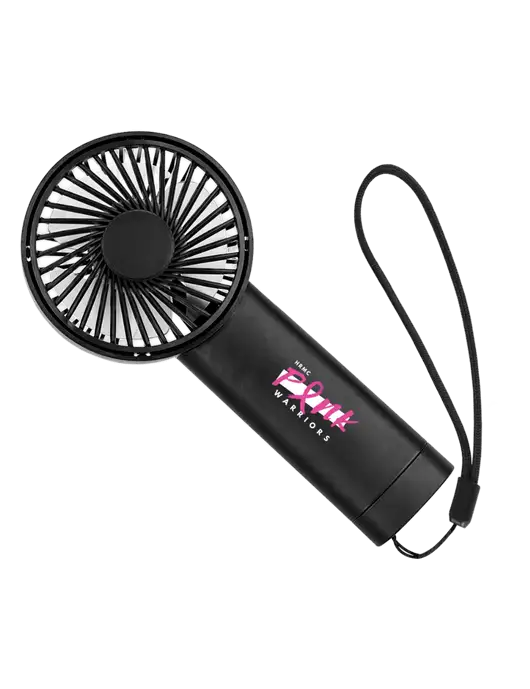 Airpulse 3-Speed Rechargeable Black Fan w/Pink Warriors Logo